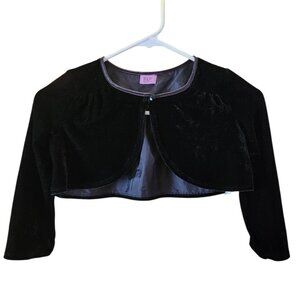 Girls’ Black Velvet Bolero – Size 6–7, F&F